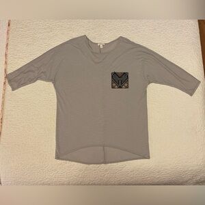 Charming Charlie Gray Tunic with Black Pocket Detail